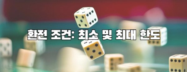 환전 조건: 최소 및 최대 한도